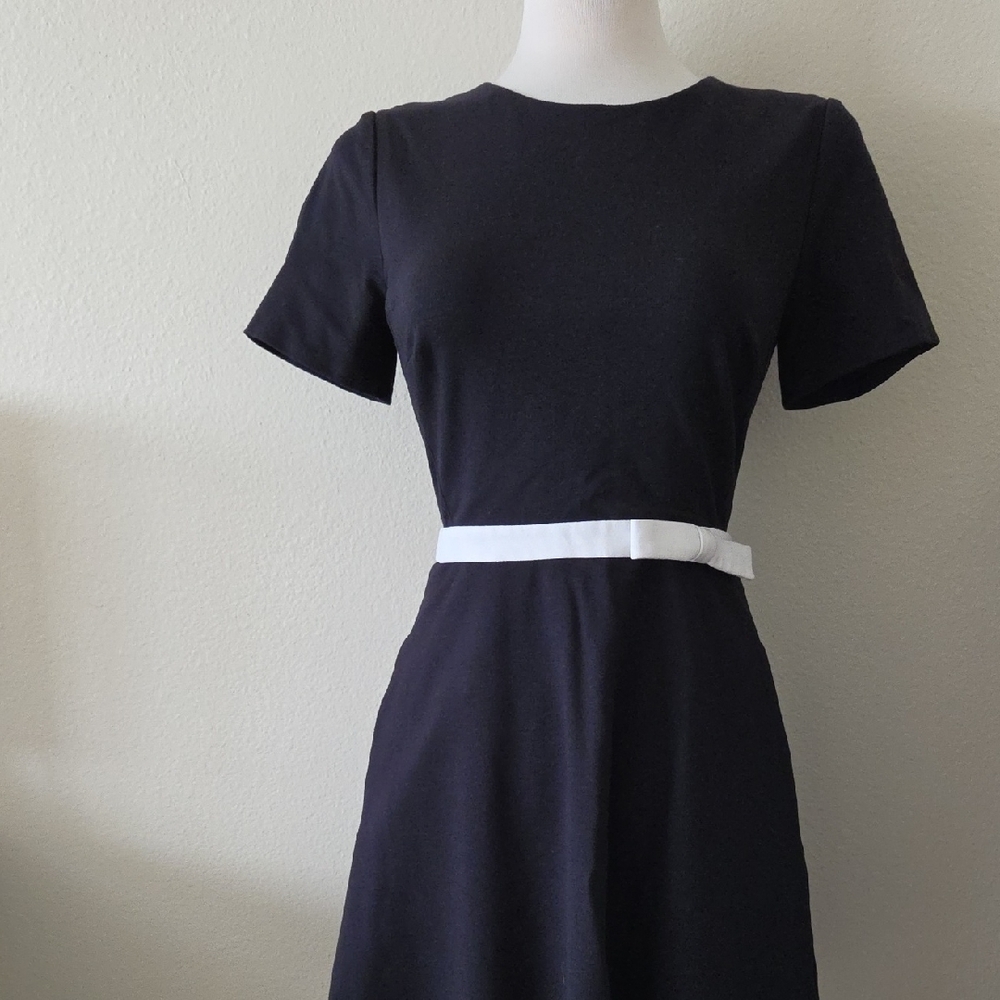 kate spade Black Mini Dress with White Waist Belt